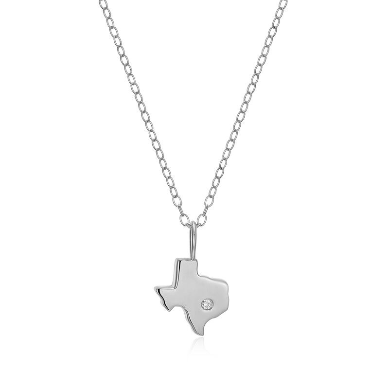 Lab Grown Diamond Texas State Diamond Pendant Necklace in Sterling Silver image number null